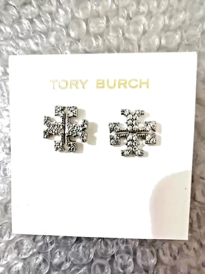 Tory Burch Kira zircon Logo Stud Earrings | Giftable Free Shipping - Image 1 of 2