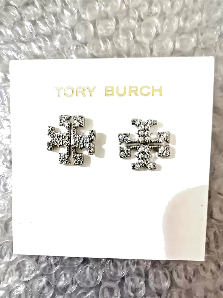 Tory Burch Kira zircon Logo Stud Earrings | Giftable Free Shipping - Image 1 of 2