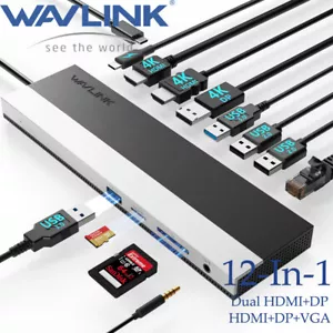 Multiport USB-C Hub Type C To 4K HDMI DP USB3.0 85W PD3 Adapter For Windows MAC - Picture 1 of 27