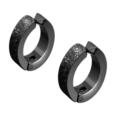 Pendientes de oreja falsos no perforantes esmerilados molienda acero inoxidable hombres mujeres PE65 Foto 1 de 4