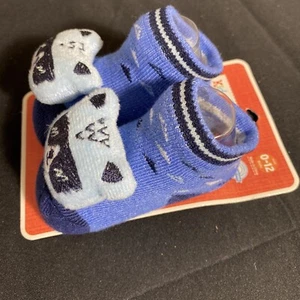 Kidgets 3D Animal Socks 0-12 months Infants-Blue Cat W/Sunglasses - Picture 1 of 2