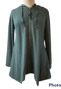 LOGO Lounge Full Zip Green Hooded Sweatshirt Hoodie Women's Small NWT - Picture 1 of 8