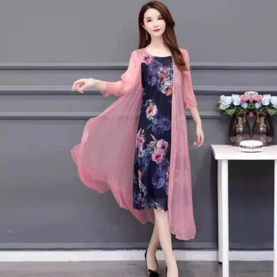 Lady Chiffon Coat Shrug Bolero Sheer Jacket Cardigan Summer Sheer Long Cape Tops - Image 1 of 4
