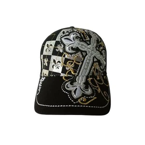 NUOVO KB Ethos Cross & Fleur de lis Snap Back Cappello Stile Camionista, Bling, Religioso - Foto 1 di 12