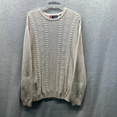 Chaps Sweater Adult Large Creme Knit Chevron Diamond Pullover Mens Framed - Image 1 of 4