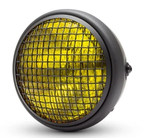 Black amber Grill 7" headlight chopper bobber cafe racer yamaha Honda scrambler - Picture 1 of 5
