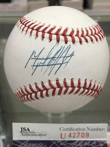 Von Miguel Andujar signierter Sweet Spot Baseball Oakland Athletics JSA ~ U42709 - Bild 1 von 1