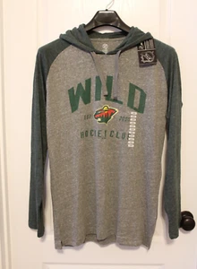 NWT Minnesota Wild NHL Gray Hoody Pullover Tee Shirt Mens Size Medium - Picture 1 of 6