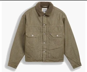 Levis Made & Crafted Men Oversized Type II Sherpa Trucker Jacket Moss Rock Siz M - Picture 1 of 12