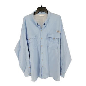 Camicia uomo Columbia PFG Bahama ll 3X blu ventilata omni tonalità asciugatura rapida UPF 50 - Foto 1 di 8