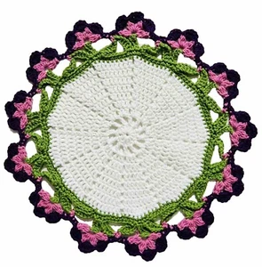 Tapete de ganchillo floral redondo vela estera centro de mesa corredor mandala hecho a mano - Imagen 1 de 8