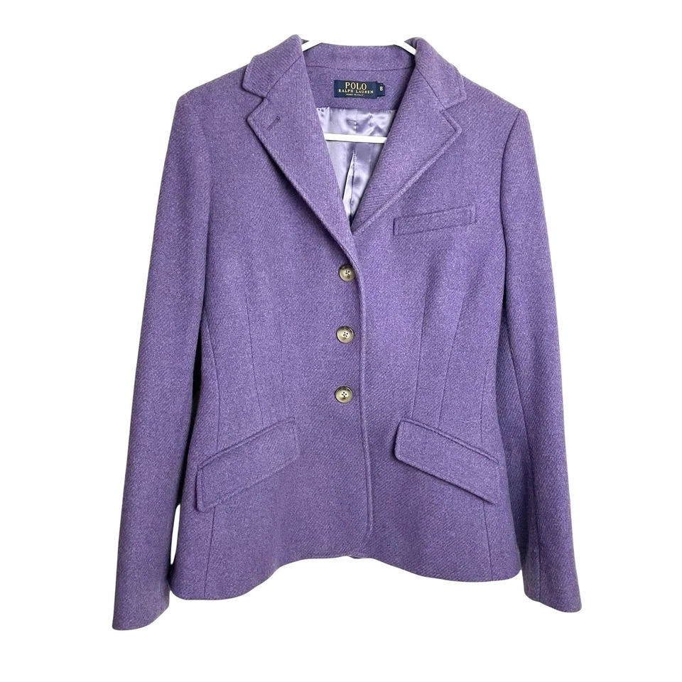 Chaqueta Blazer Polo Ralph Lauren Mujer 8 Lila 100% Lana 3 Botones Hecha en Italia Foto 1 de 4