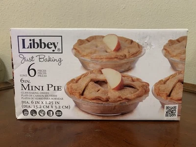 Libbey Just Baking Mini Pie Glass Baking Dishes 6" x 1.25" Set of 6 WB - Image 1 of 4