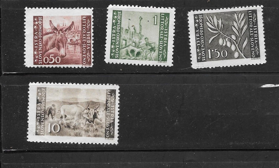 JUEGO DE SELLOS YUGOSLAVIA ISTRIA SC#24-5,7,32 MNG 1945 SEGUNDA GUERRA MUNDIAL B.O.B Foto 1 de 1