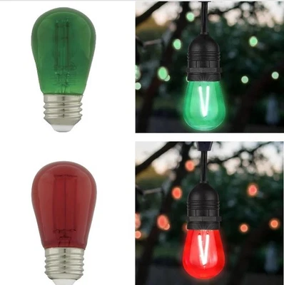 Satco S8022 / 8024  - 1W LED S14 Christmas Color String Light Bulbs (2) 4 Packs - Image 1 of 4