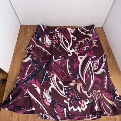 Mini saia redemoinho Banana Republic Wms tamanho 0 marrom rosa babado em camadas chique retrô - Imagem 1 de 4