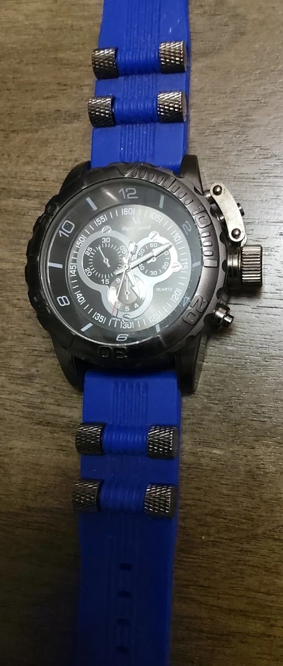Reloj Pulsera V6 Super Speed Negro con Banda Azul Foto 1 de 4