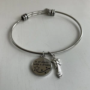 Sterling Silver Women's Bracelet Slider Bangle Shooting Star Starts with a Dream - Picture 1 of 7