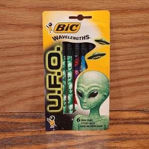 NEU Vintage 1997 BIC Wellenlängen UFO Alien Stick Kugelschreiber Schwarze Tinte Kugelschreiber - Bild 1 von 7