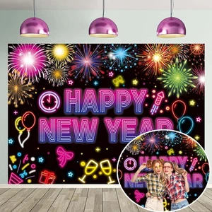 Sfondo Banner Buon Anno 2026, 7x5FT&#xFF1A;84&apos;x60&apos;, Neon  - Foto 1 di 7