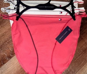 Tommy Hilfiger 3 Paar Damen String Bikini Unterwäsche Höschen Baumwolle (A) ~ L - Bild 1 von 4