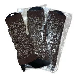 3 Pairs Women’s Brown Cheetah Printed Boot Cover Socks Leg Warmers Autumn Winter - Picture 1 of 4
