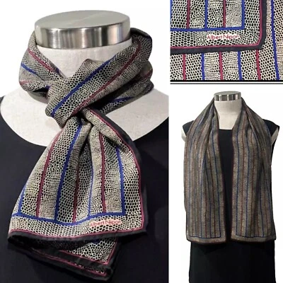 BUFANDA ALBERT NIPON Seda Negra/Marfil, Estampado Serpiente + Rayas Col 26cmx130cm Handroll Foto 1 de 4