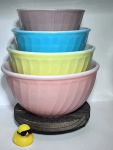 Vintage Fire King Rainbow Swirl Rührschüsseln 4er Set extra schön!!!! - Bild 1 von 12