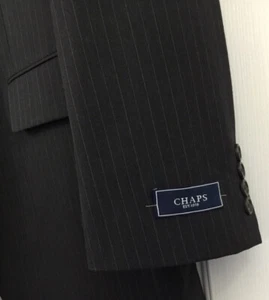 Chaps Sport Coat Mens 42L Charcoal Gray Pinstriped 3-Button Jacket 42R 100% Wool - Picture 1 of 9