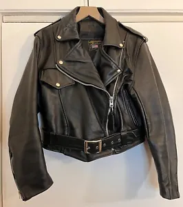 Vintage Vanson Black Leather Motorcycle Jacket Women’s Size 16 Talon Zip EUC - Picture 1 of 9