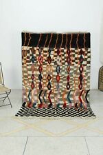 Marokkanischer Berber-Teppich, schwarz-weiß kariert, abstrakter,...