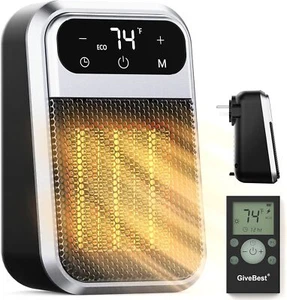 800W Wall Outlet Space Heater with Remote LED Display Plug in Electric Heater Rv - Picture 1 of 7