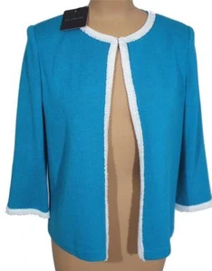 Neu mit Etikett St. John Strick Lagunenblau Santana Strick Jacke Blazer Gr. 2 $ 1380 - Bild 1 von 6