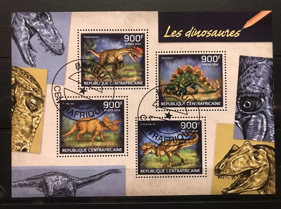Dinosaurs / Reptiles on stamps Central African Rep. CTO - YC - Image 1 of 1
