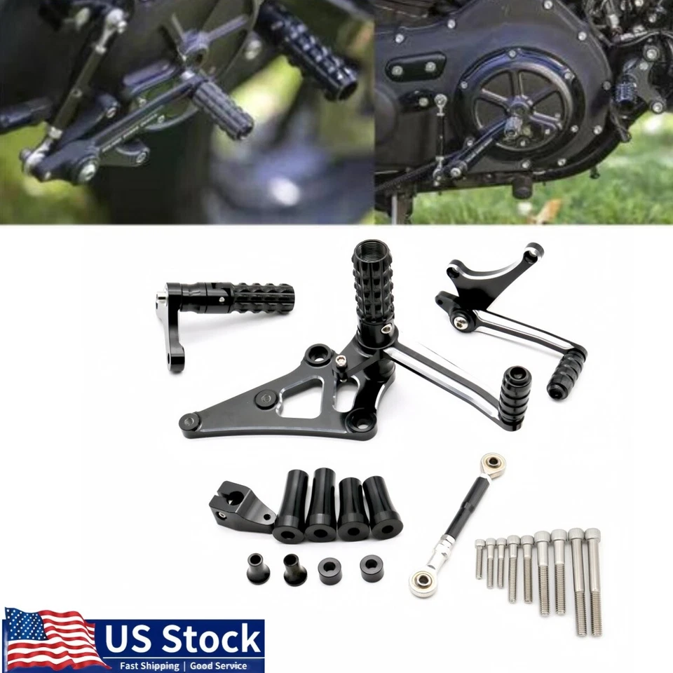 For Harley Sportster SuperLow 1200T Rear Controls Foot Peg Levers Linkages Black - Image 1 of 4