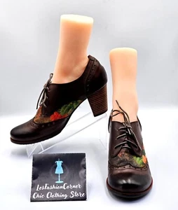 L'Artiste by Spring Step Women Brown Leather Marivel Heeled Oxfords Sz10.5 2344 - Picture 1 of 17