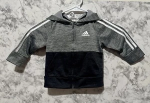 Adidas Baby Boy Gray And Black Track Full Zip Jacket size 12 Month - Picture 1 of 4