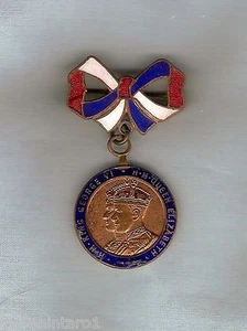 #D257.  1937  GREAT  BRITAIN  CORONATION  ENAMEL  MEDAL / BROOCH - Bild 1 von 1