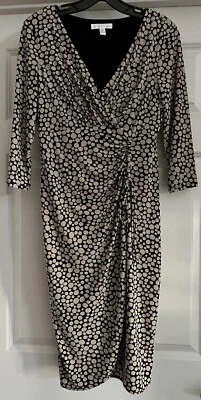 Vestido London Times Clásico Tejido Líquido Corbata Ceñida Imitación Envoltura Talla 6 Manga 3/4 Foto 1 de 4