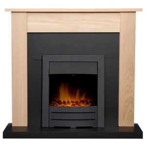 Adam Southwold Fireplace in Oak & Black with Colorado Electric Fire in Black,... - Picture 1 of 7