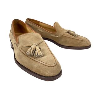 Loake 7329 Light Brown Tan Suede Tassel Loafer Made in England Mens Size 8.5D