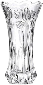 "Jarrón de vidrio alto cristal flores jarrón patrón tulipán pieza central decorativa 9,84" - Imagen 1 de 1