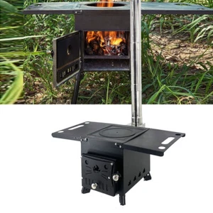 Outdoor Wood Stove Portable BBQ Stove Grill Heating Outdoor Cooking Camping - Picture 1 of 12