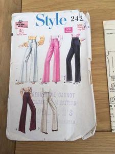 1969 ORIGINAL STYLE SEWING PATTERN 2420 trousers waist 27, hips 38 CUT FREE P&P - Picture 1 of 5