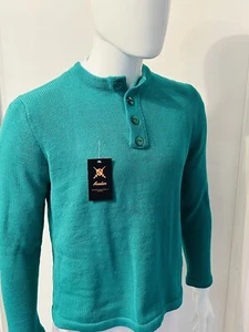 BNWT TURQUOISE GREEN BUTTON NECK JUMPER SWEATER PULLOVER - Picture 1 of 1