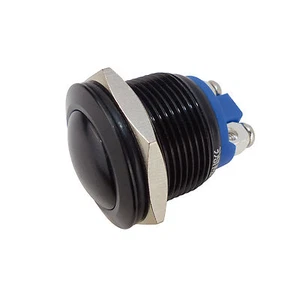 Drucktaster Aluminium Schwarz 19 mm Schließer 36 V / 3 A 12837 - Bild 1 von 1