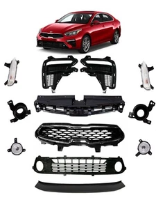 12 PCS LOWER UPPER GRILLE GRILL SHIELD LIP FOG COVER DAYTIME RUNNING FORTE 19-21 - Picture 1 of 13