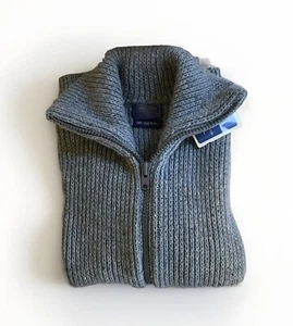VNT Pendleton Men’s Sweater 100% Wool Shetland Grey Blue Zip Up Pockets USA L - Picture 1 of 14