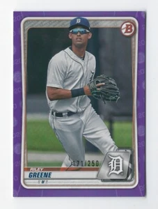 Bowman Draft Prospects 2020 #BD-180 Riley Greene púrpura paralelo #'d 171/250 - Imagen 1 de 2