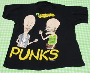 VTG 90s Stanley Desantis MTV Beavis & Butthead Punks 2-Sided Cotton T-shirt L - Picture 1 of 23